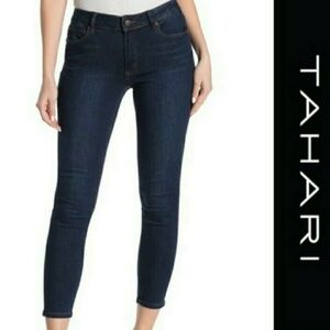 TAHARI Size. 14W Kelly Mid-Rise Matoury Dark Wash Crop Skinny Jeans